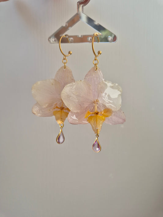 Pendientes orquidea rosa