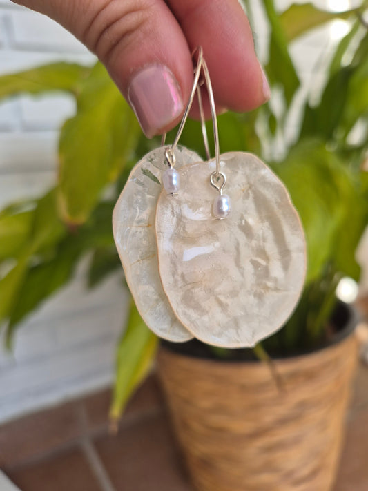 Pendientes hoja Lunaria