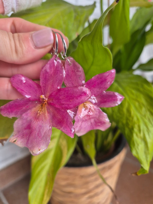 Pendientes orquídea rosa