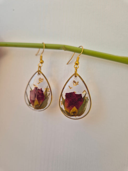 Pendientes botánica capullo mini rosa