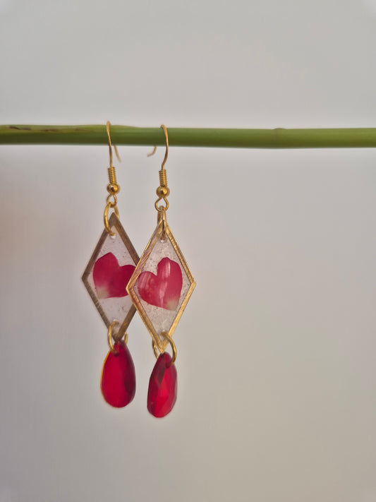 Pendientes botánica rojos