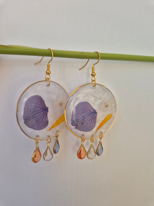 Pendientes botánica de pétalos hortensia
