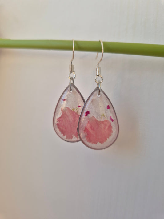 Pendientes botánica clavel rosa