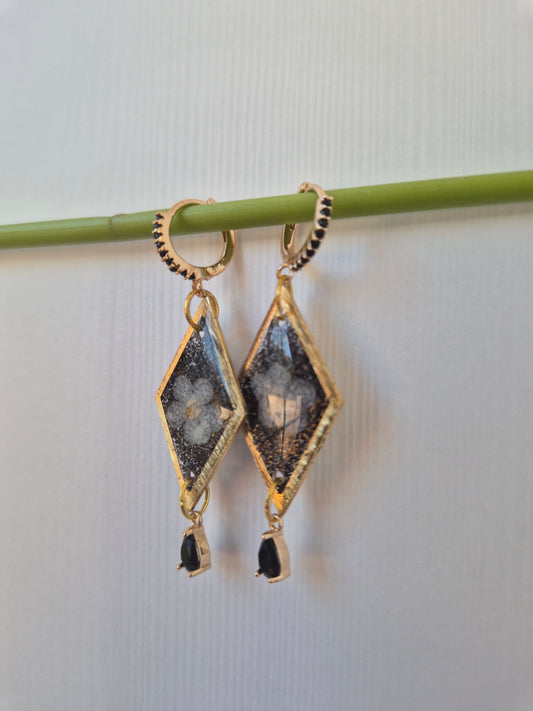 Pendientes botánica negros