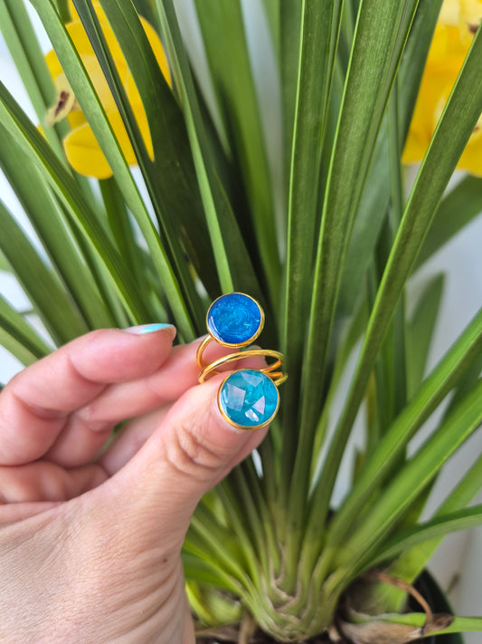 Anillo Ocean Art dorado doble