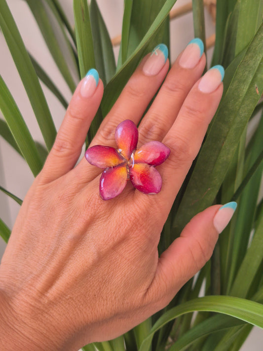 Anillo plumeria burdeos
