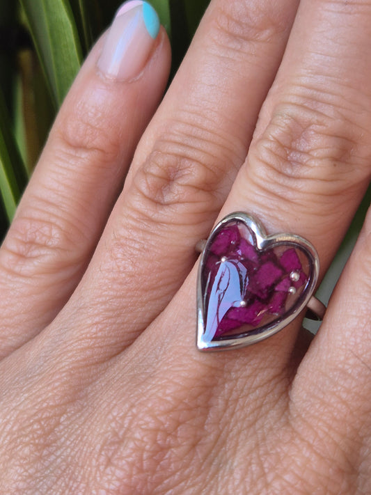 Anillo ajustable corazón plateado