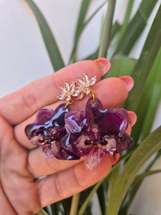 Pendientes orquídea mini