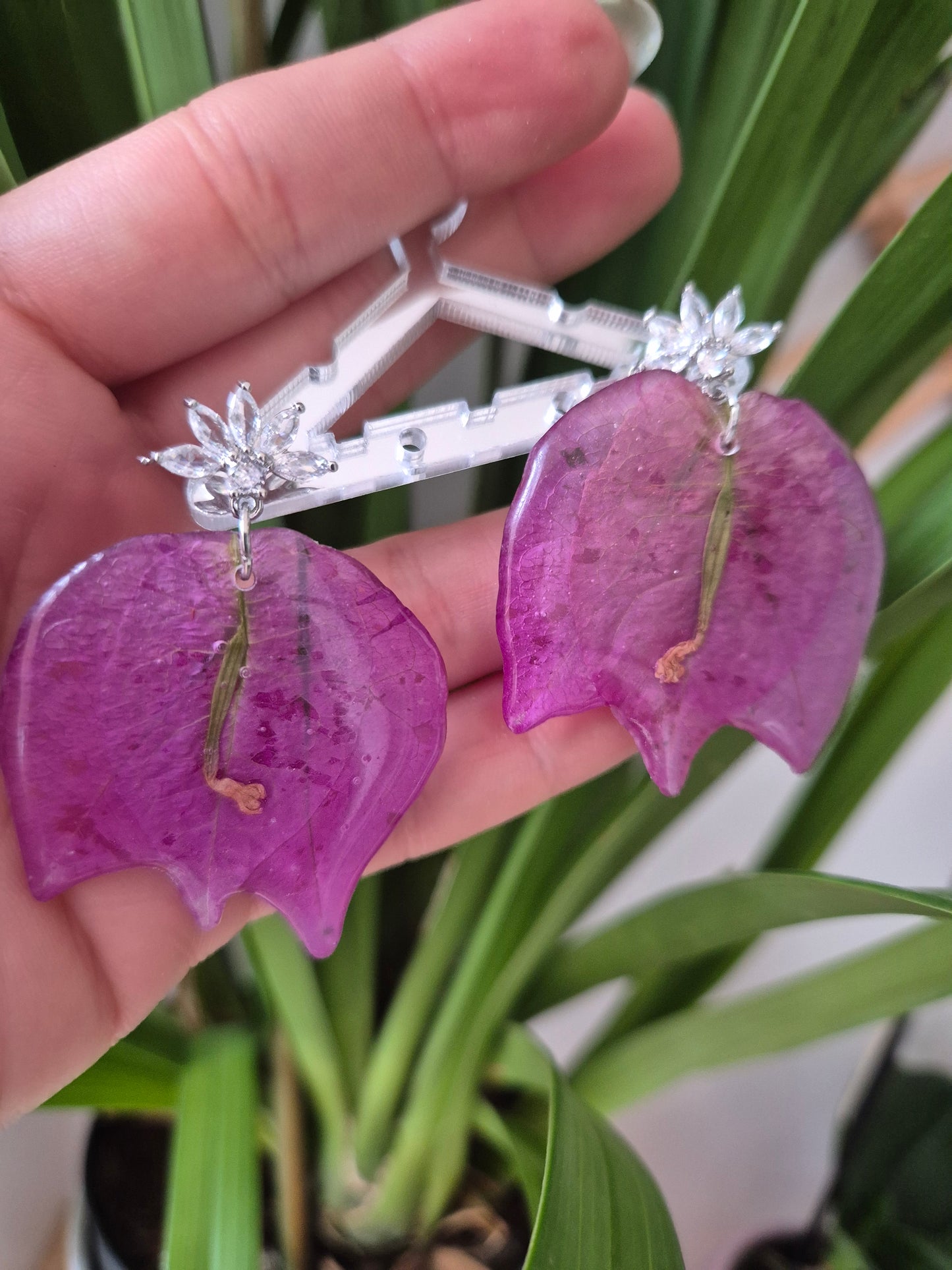 Pendientes buganvilla triple