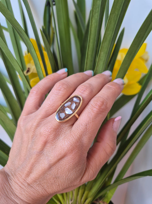 Anillo ajustable concha marina ovalado