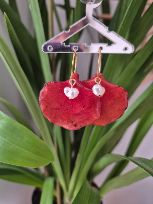 Pendientes pétalo Flamboyan rojo
