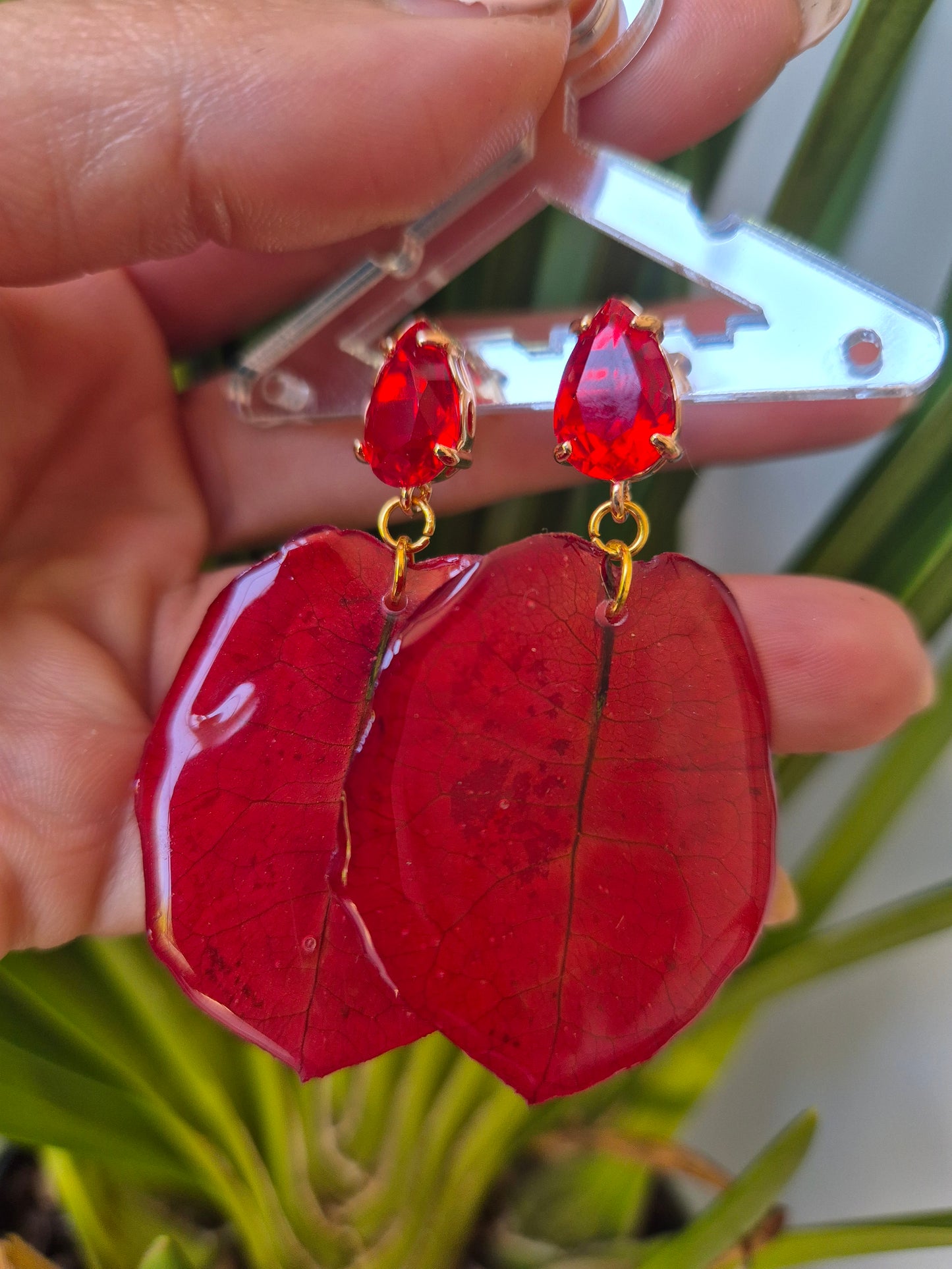 Pendientes buganvilla roja