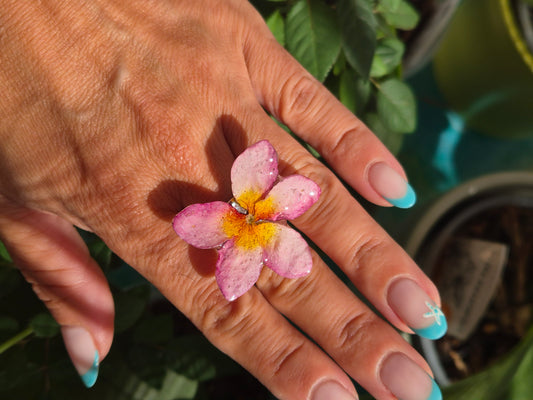 Anillo plumeria rosada