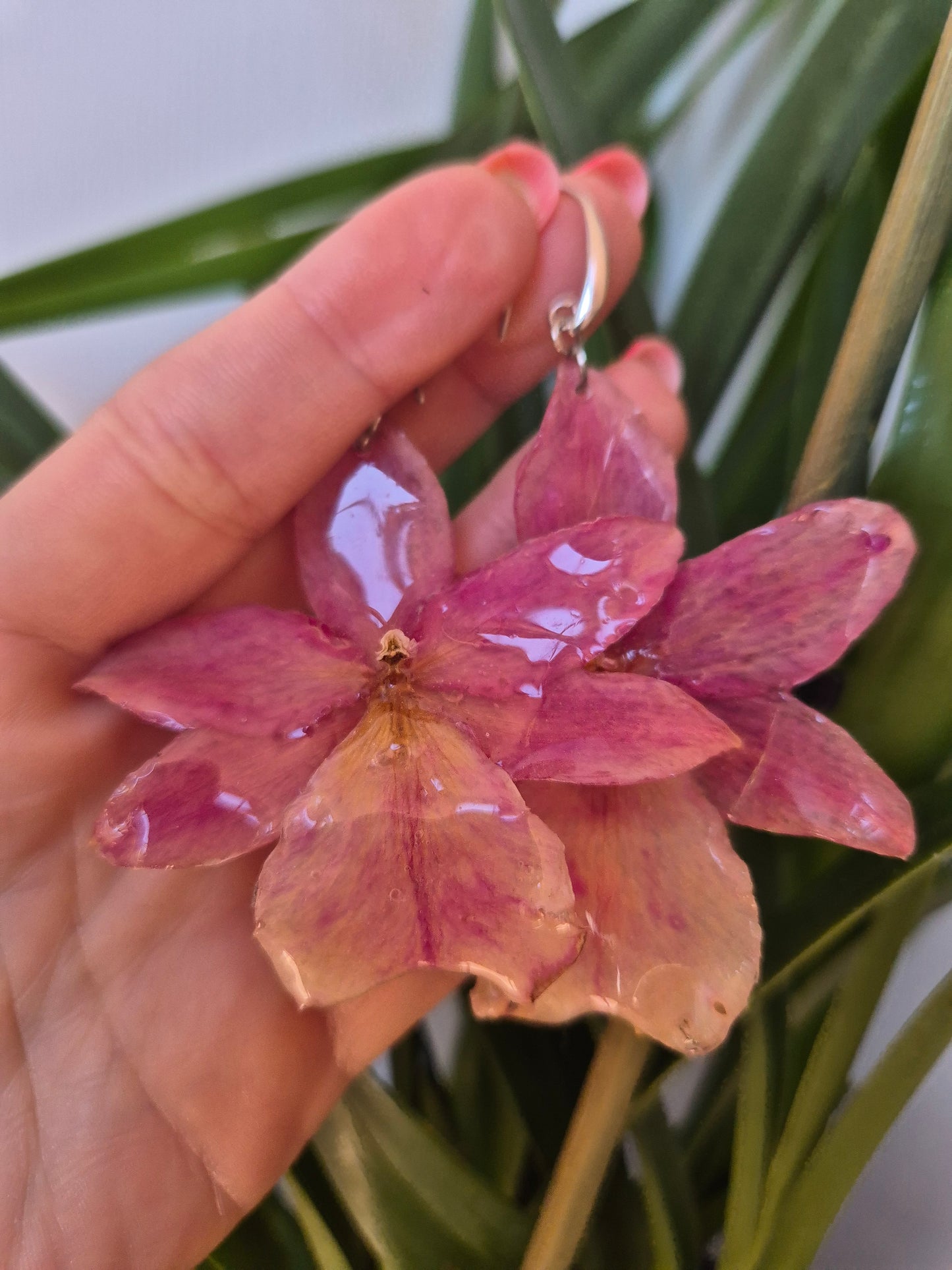 Pendientes orquídea rosa