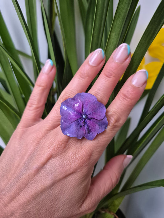 Anillo ajustable hortensia