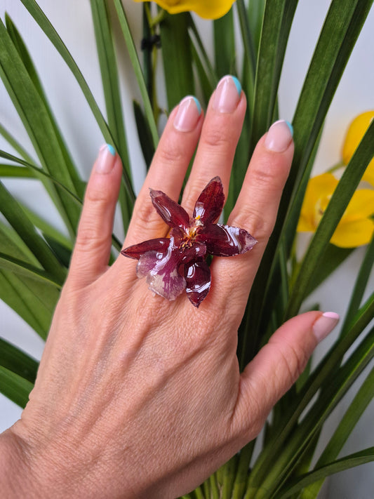 Anillo ajustable orquídea Oncidium