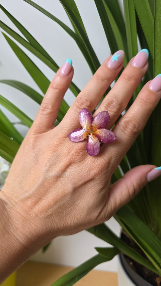 Anillo plumeria rosa