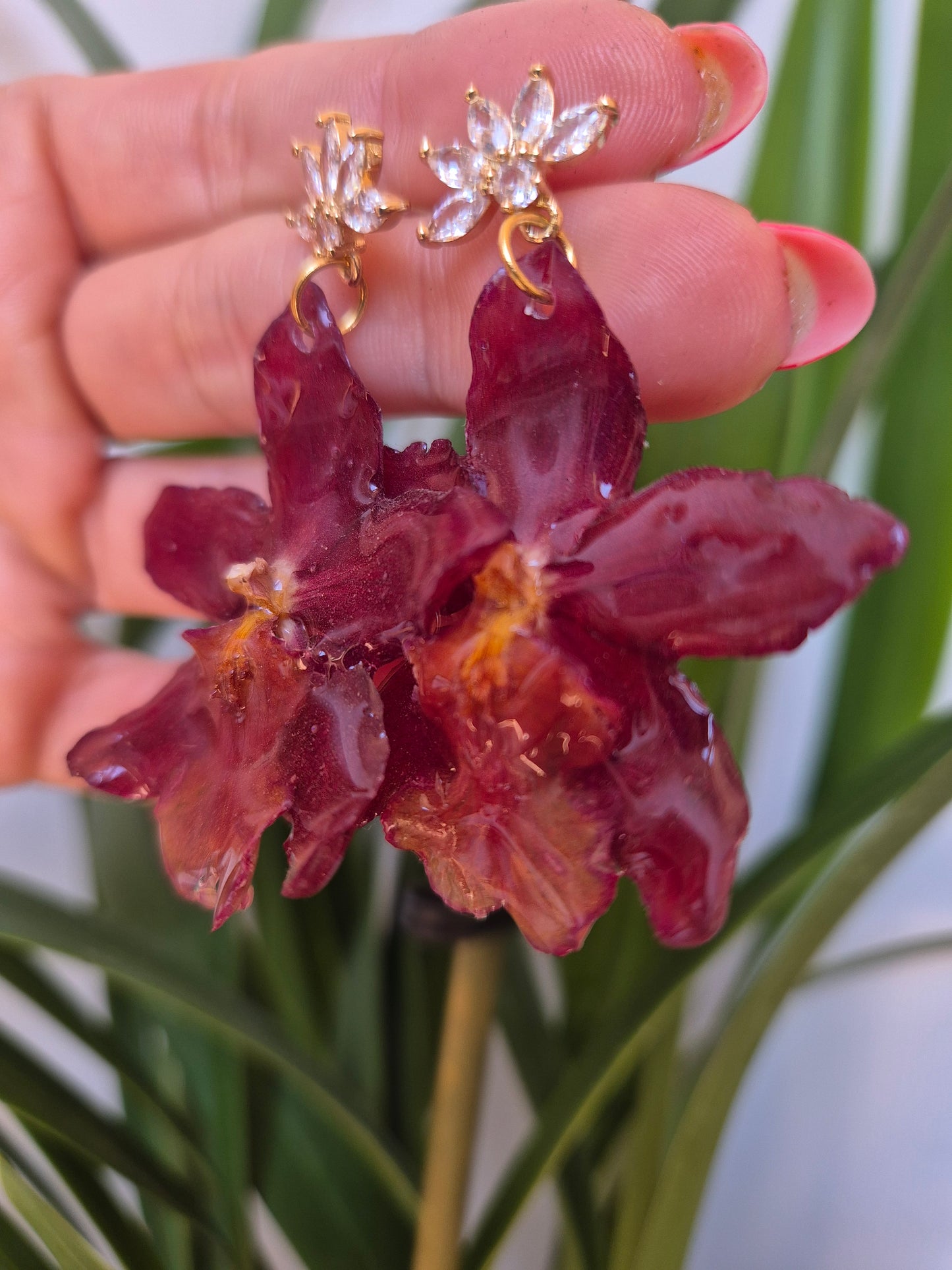 Pendientes orquidea cambria