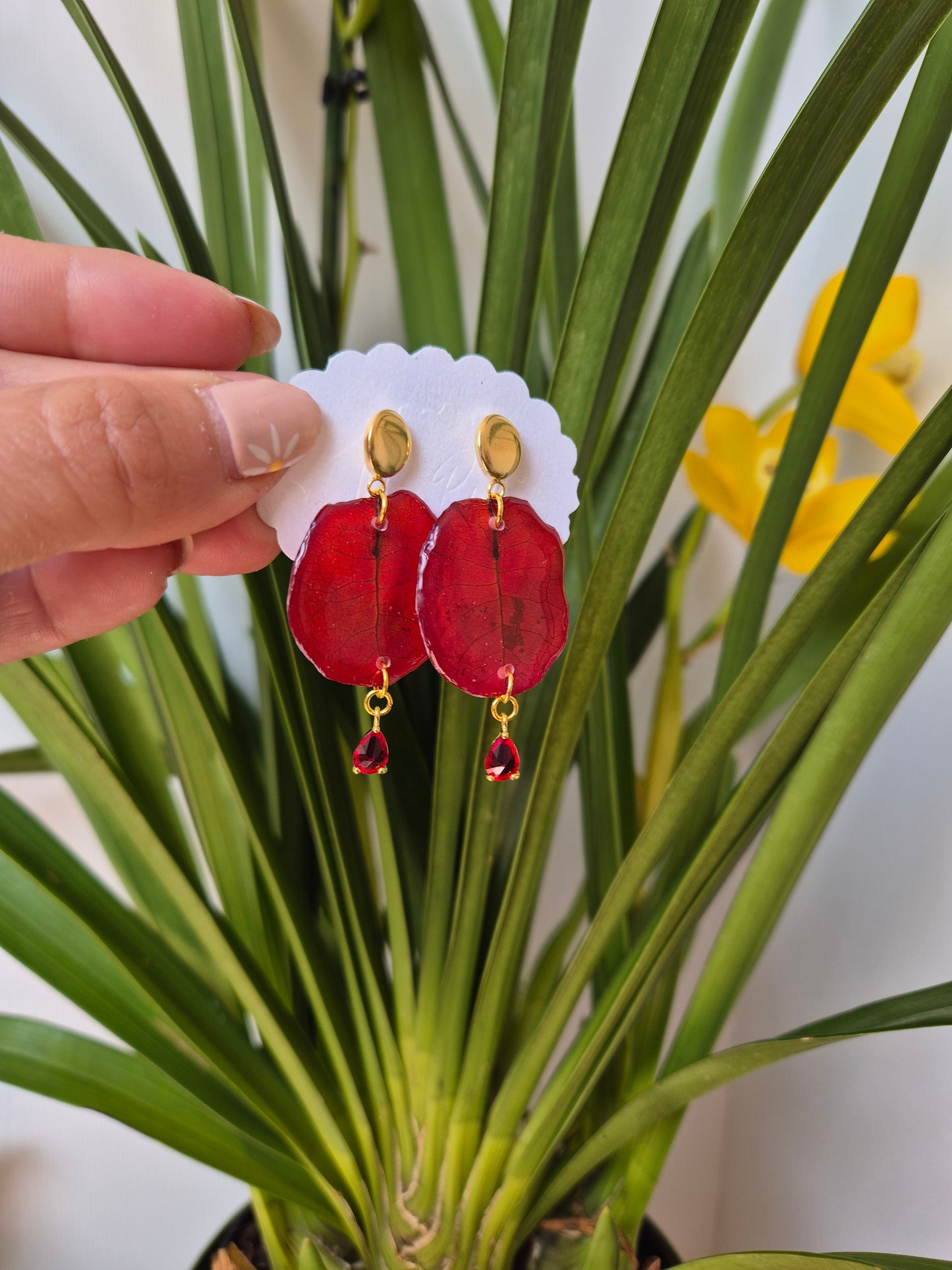 Pendientes buganvilla roja