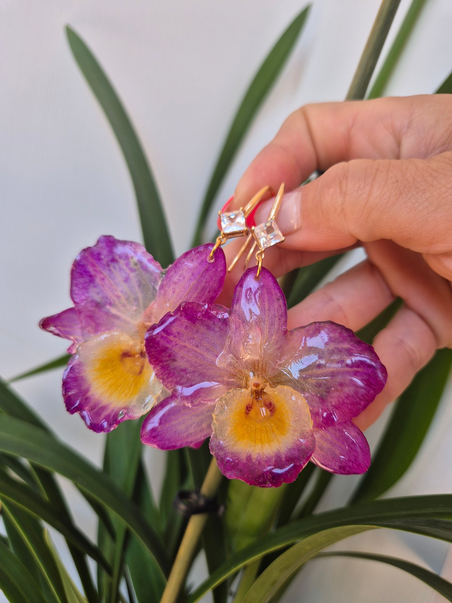 Pendientes orquídea Dendrobium
