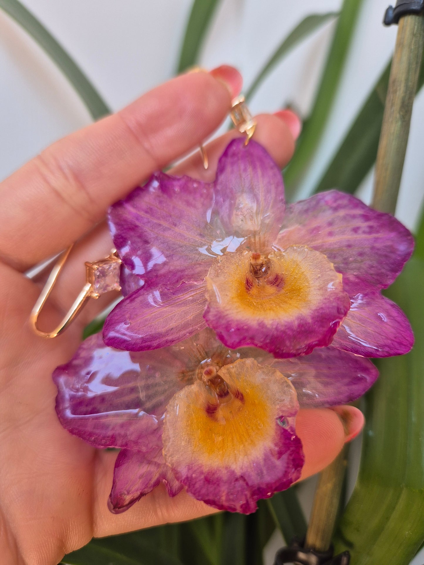 Pendientes orquídea Dendrobium