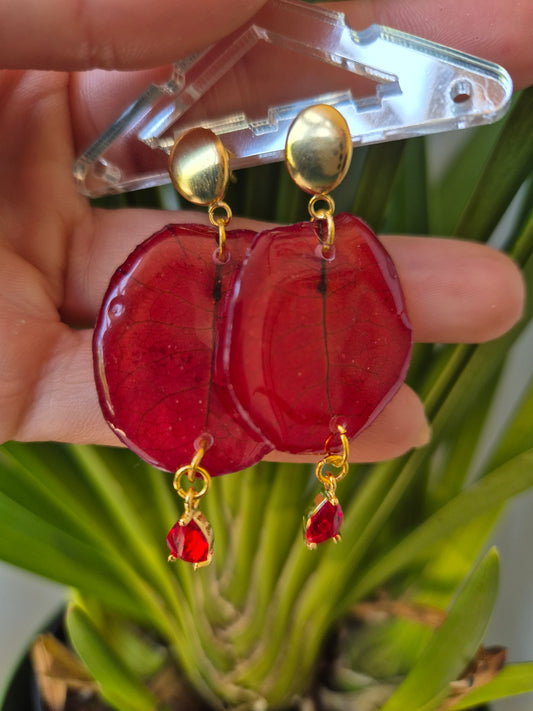 Pendientes buganvilla roja