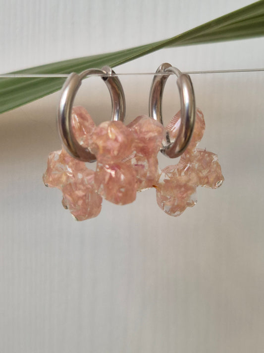 Pendientes Charm flor rosa