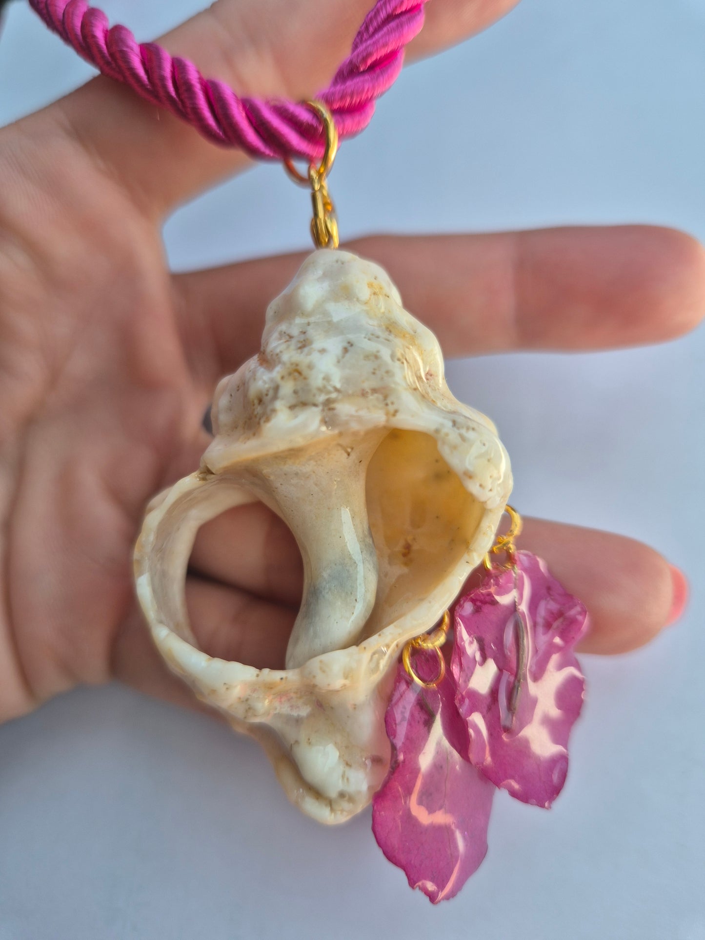 Colgante caracola y buganvilla