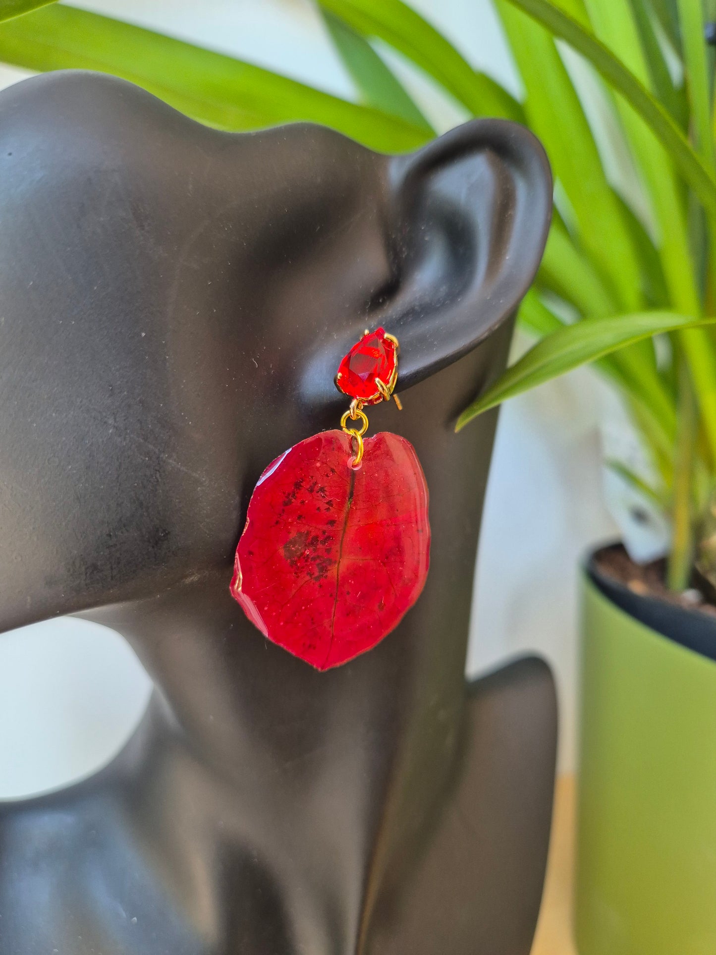 Pendientes buganvilla roja