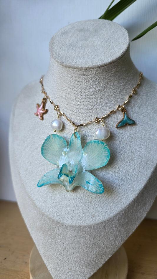 Collar Orquídea Dendrobium Azul