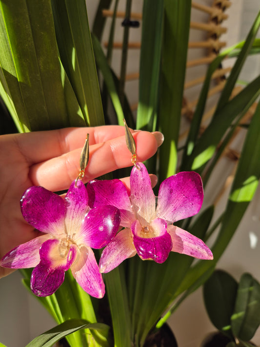 Pendientes orquidea Dendrobium