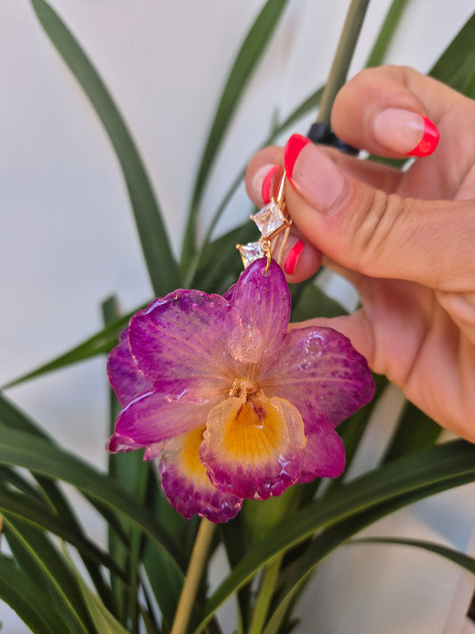 Pendientes orquídea Dendrobium