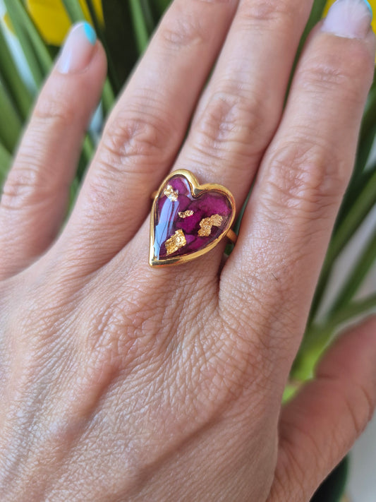 Anillo ajustable corazón dorado