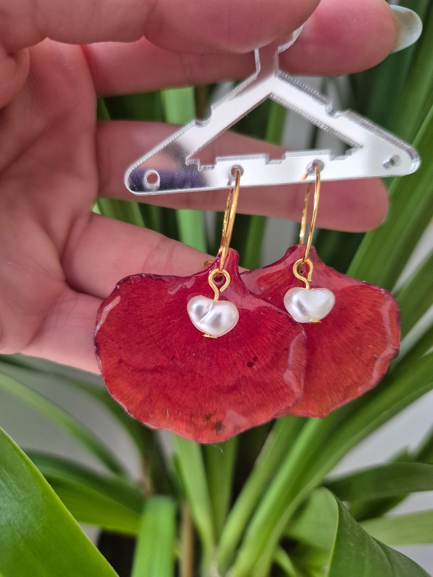 Pendientes pétalo Flamboyan rojo
