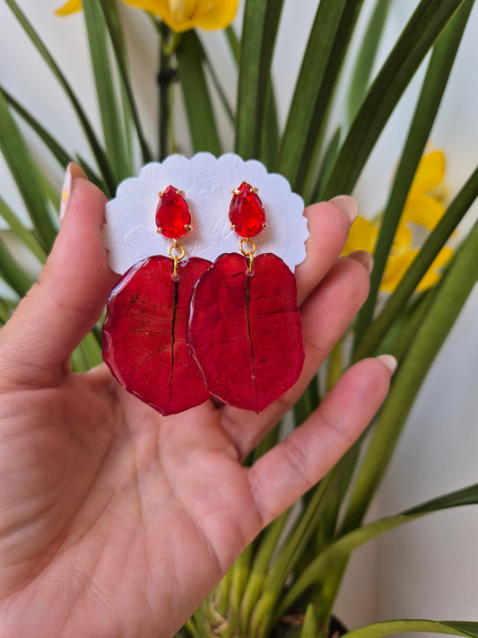 Pendientes buganvilla roja
