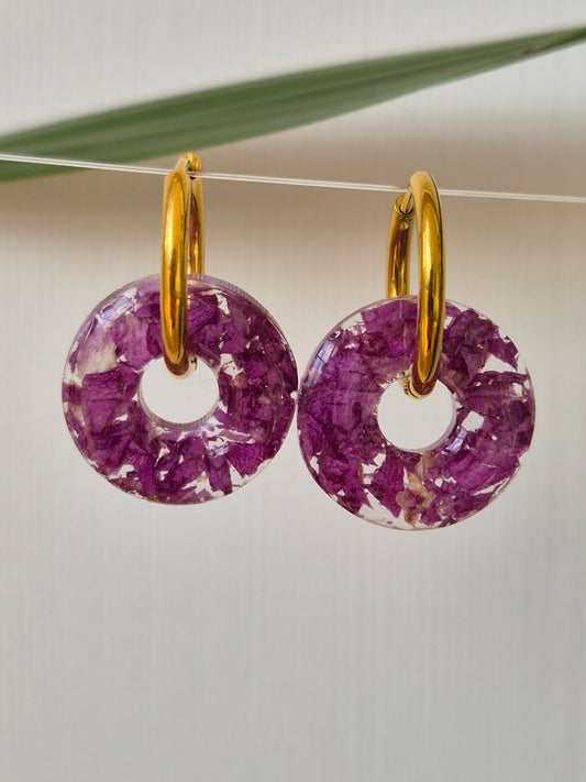 Pendientes Charm cheerios morados