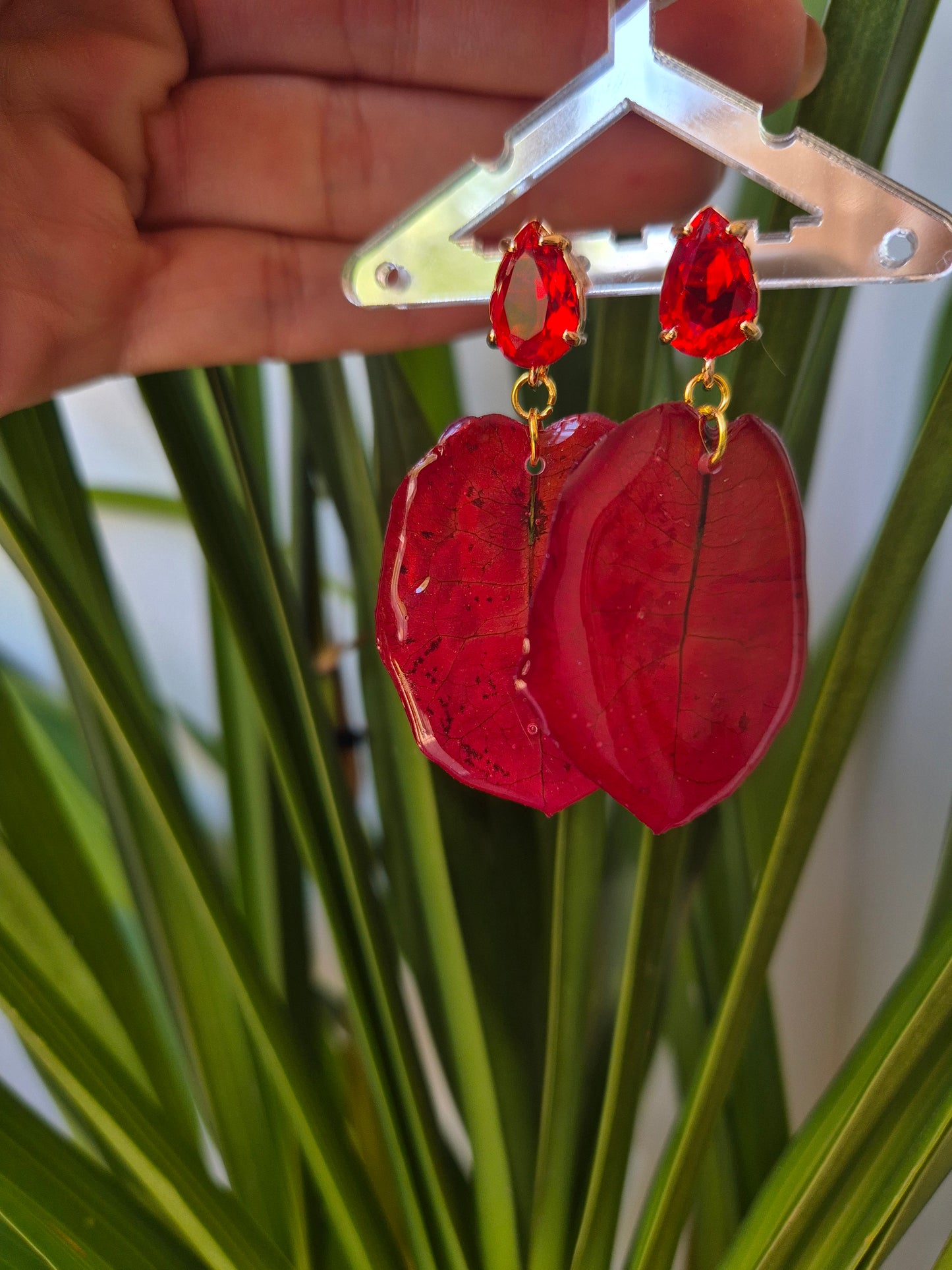 Pendientes buganvilla roja