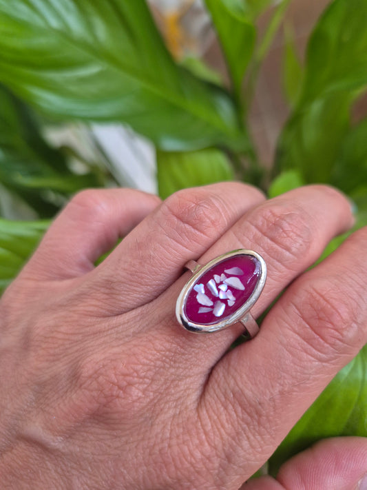 Anillo concha marina ovalado