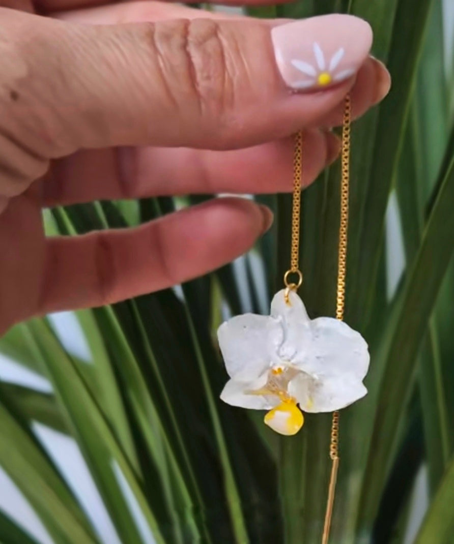 Pendientes orquidea mini largos