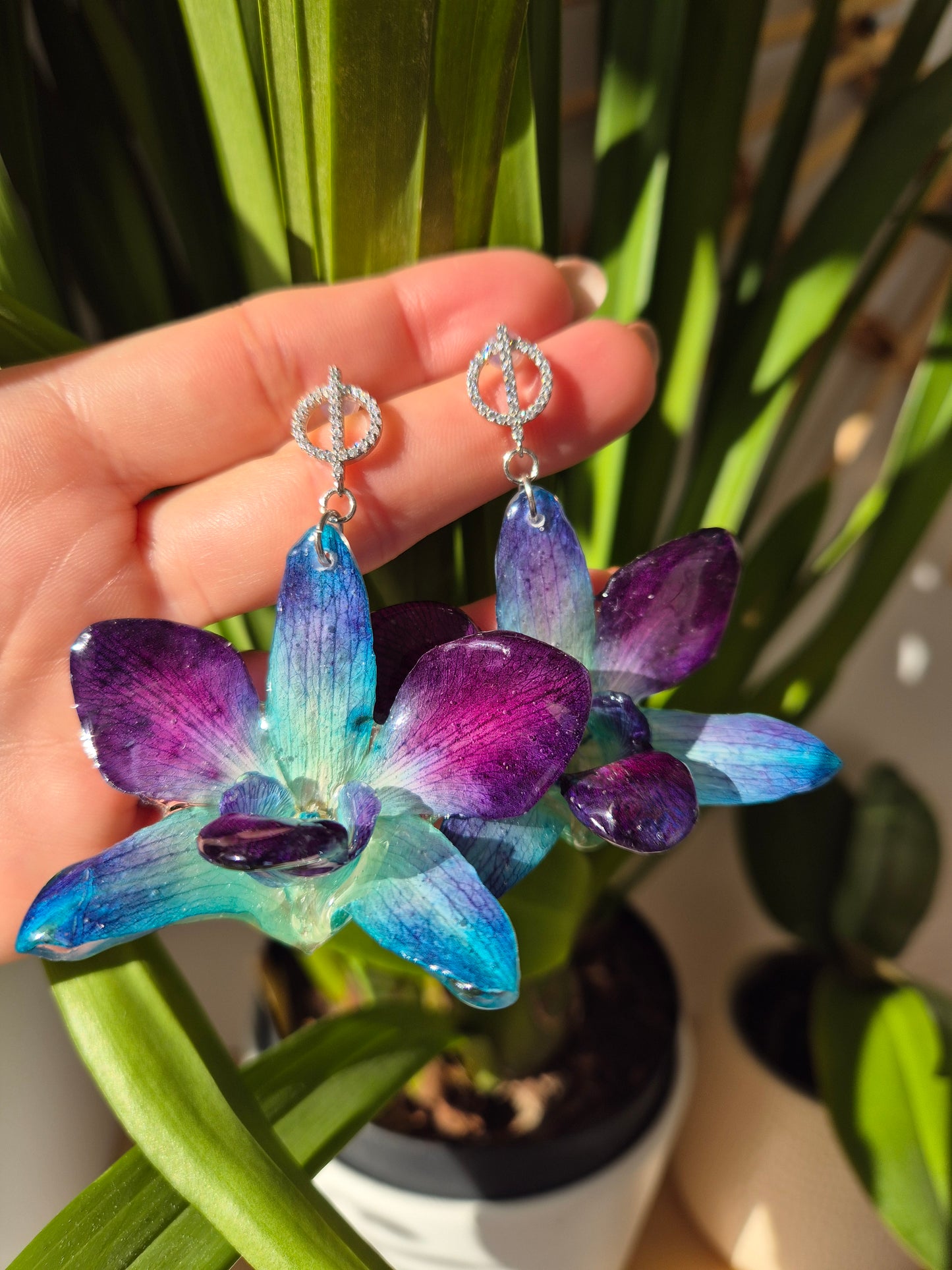 Pendientes orquidea Dendrobium