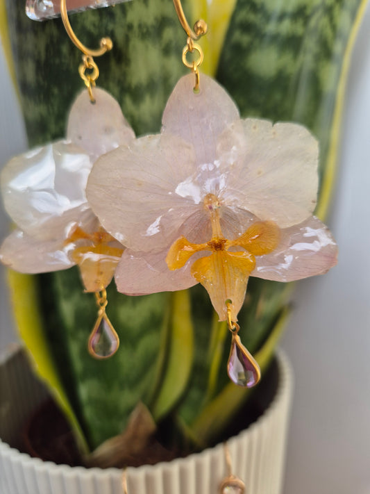 Pendientes orquidea rosa