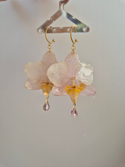 Pendientes orquidea rosa