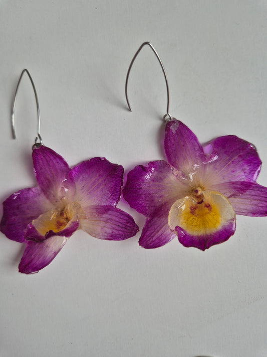 Pendientes orquídea morada