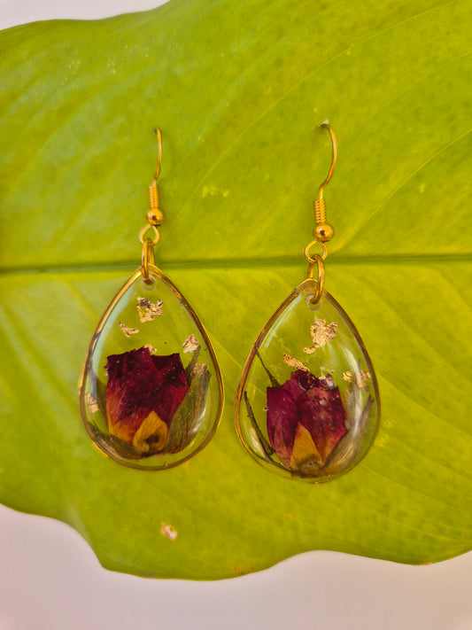 Pendientes botánica capullo mini rosa