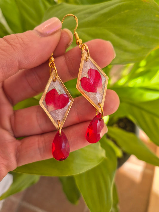 Pendientes botánica rojos