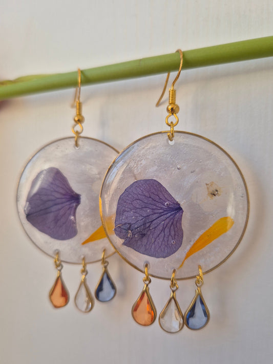 Pendientes botánica de pétalos hortensia