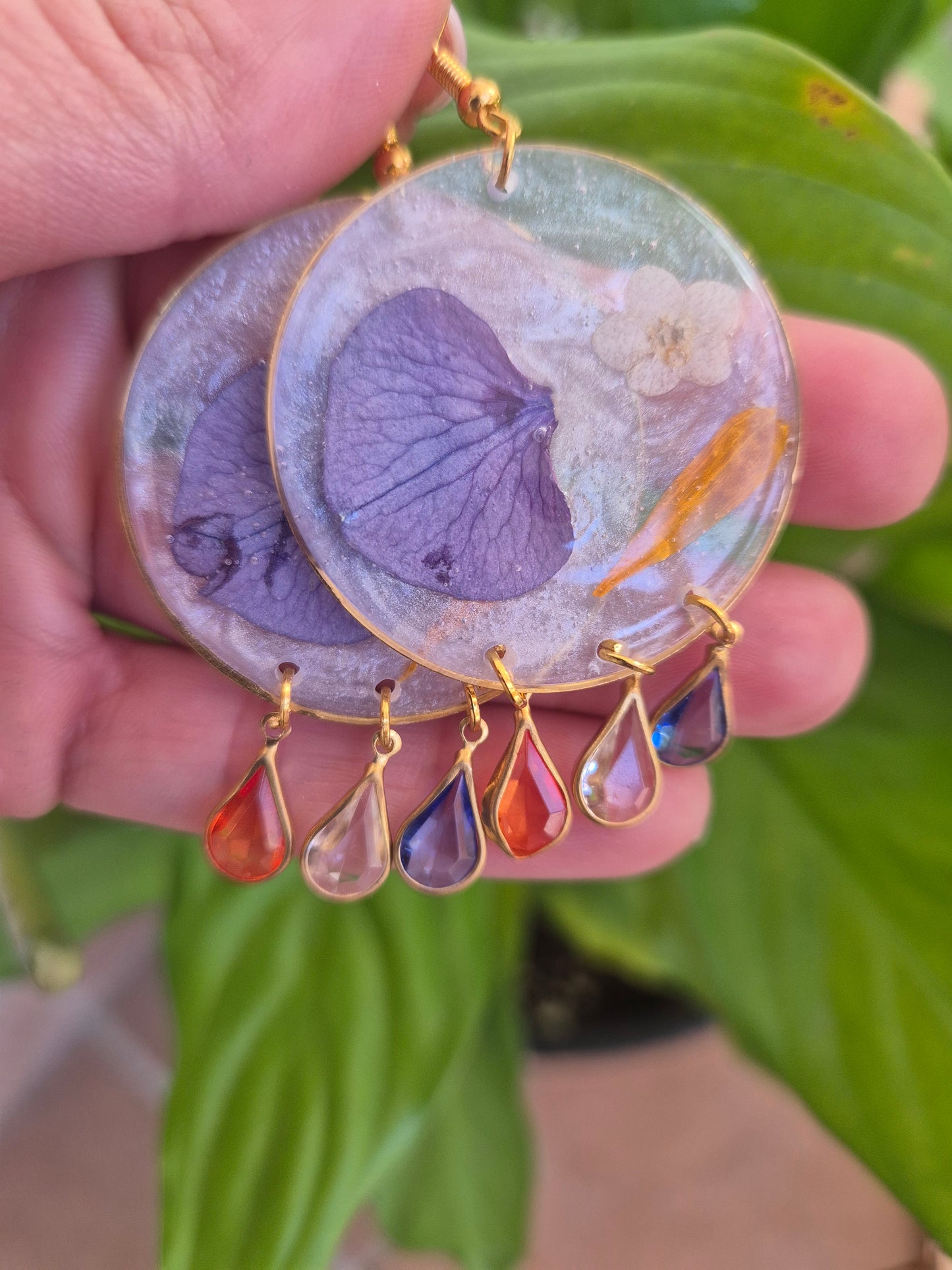 Pendientes botánica de pétalos hortensia