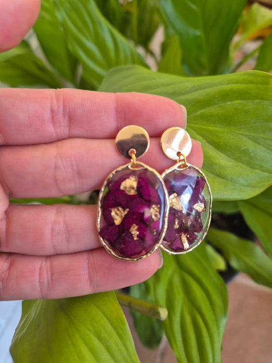 Pendientes botánica rosa roja