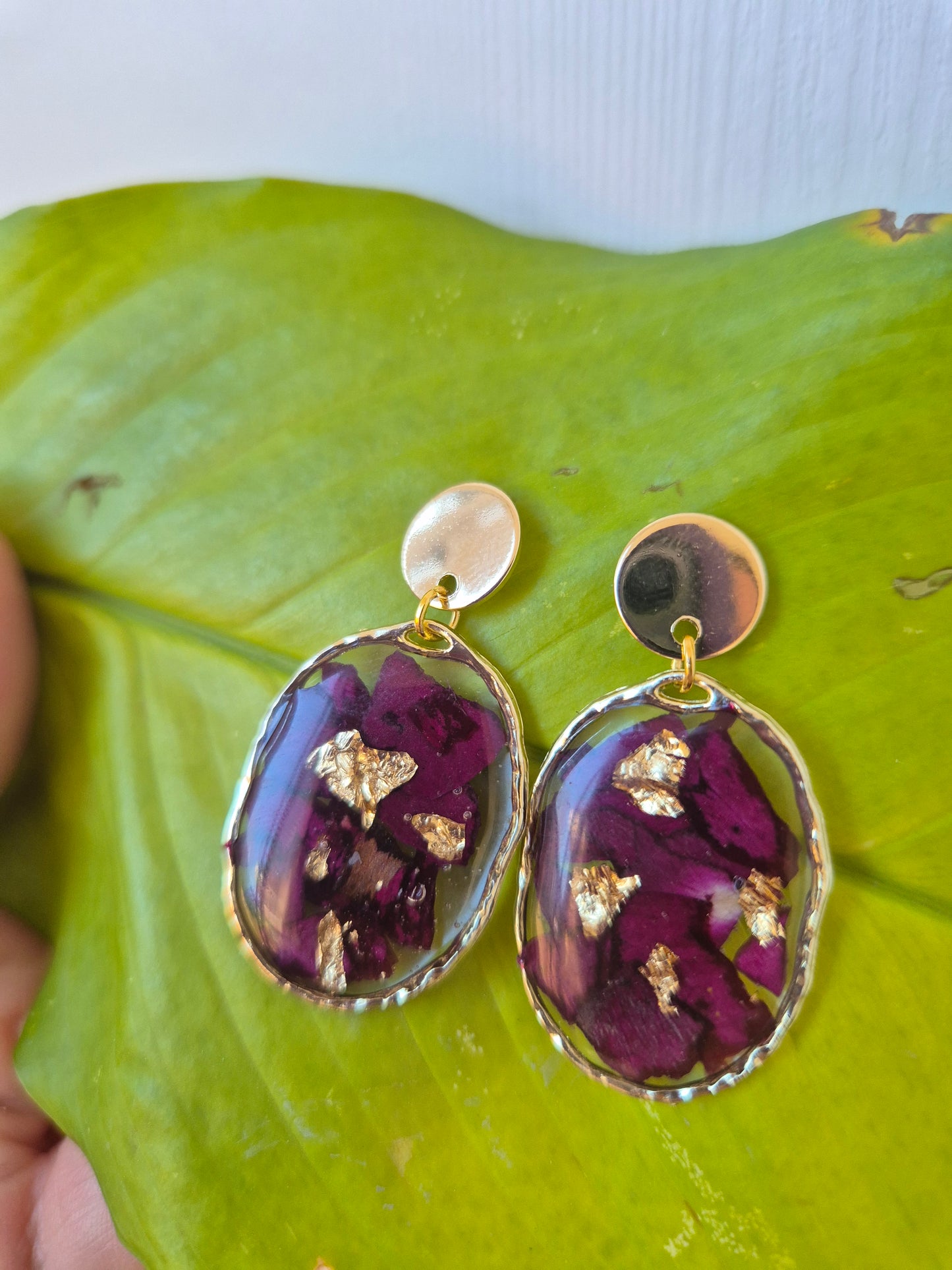 Pendientes botánica rosa roja