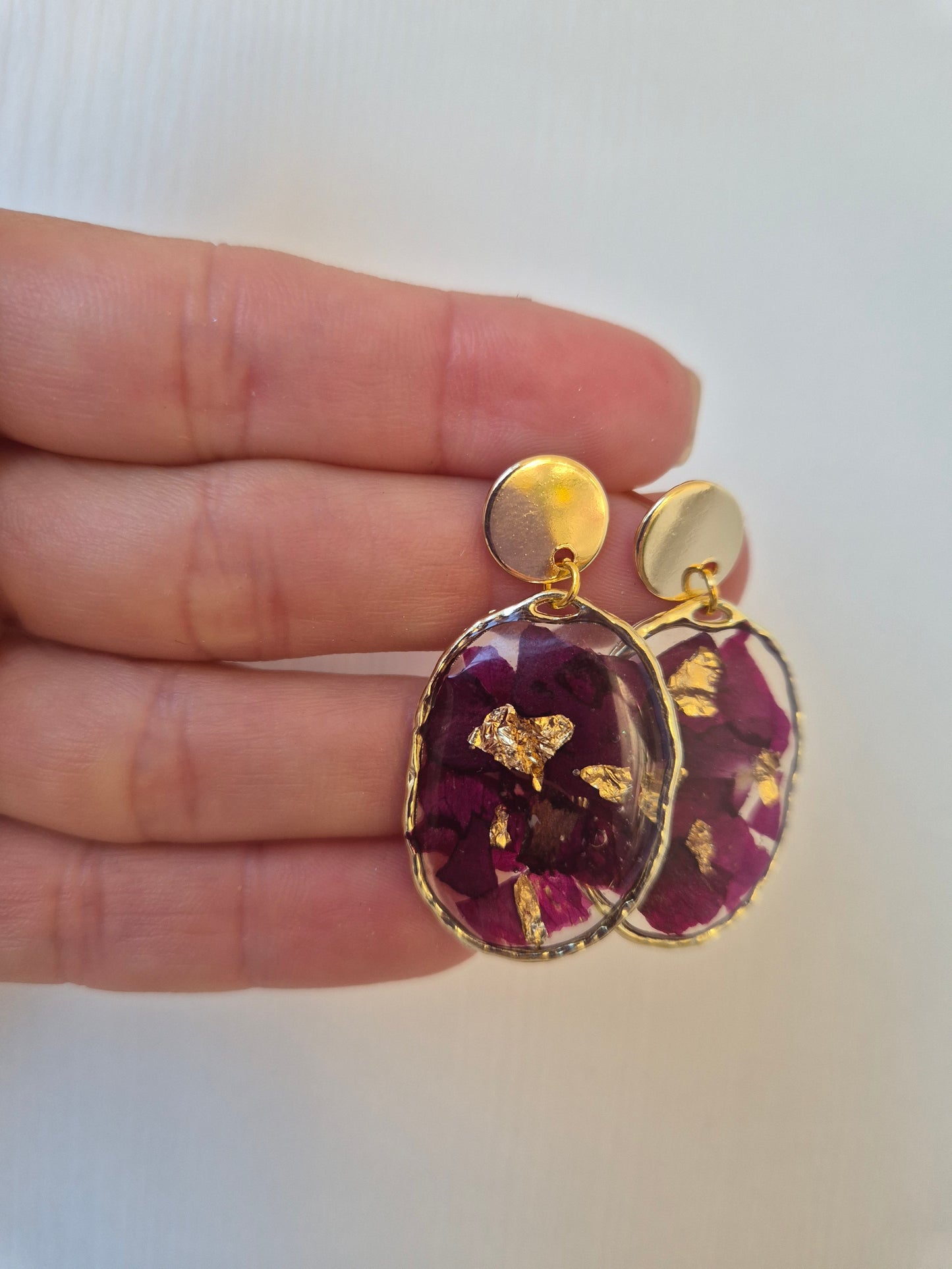 Pendientes botánica rosa roja